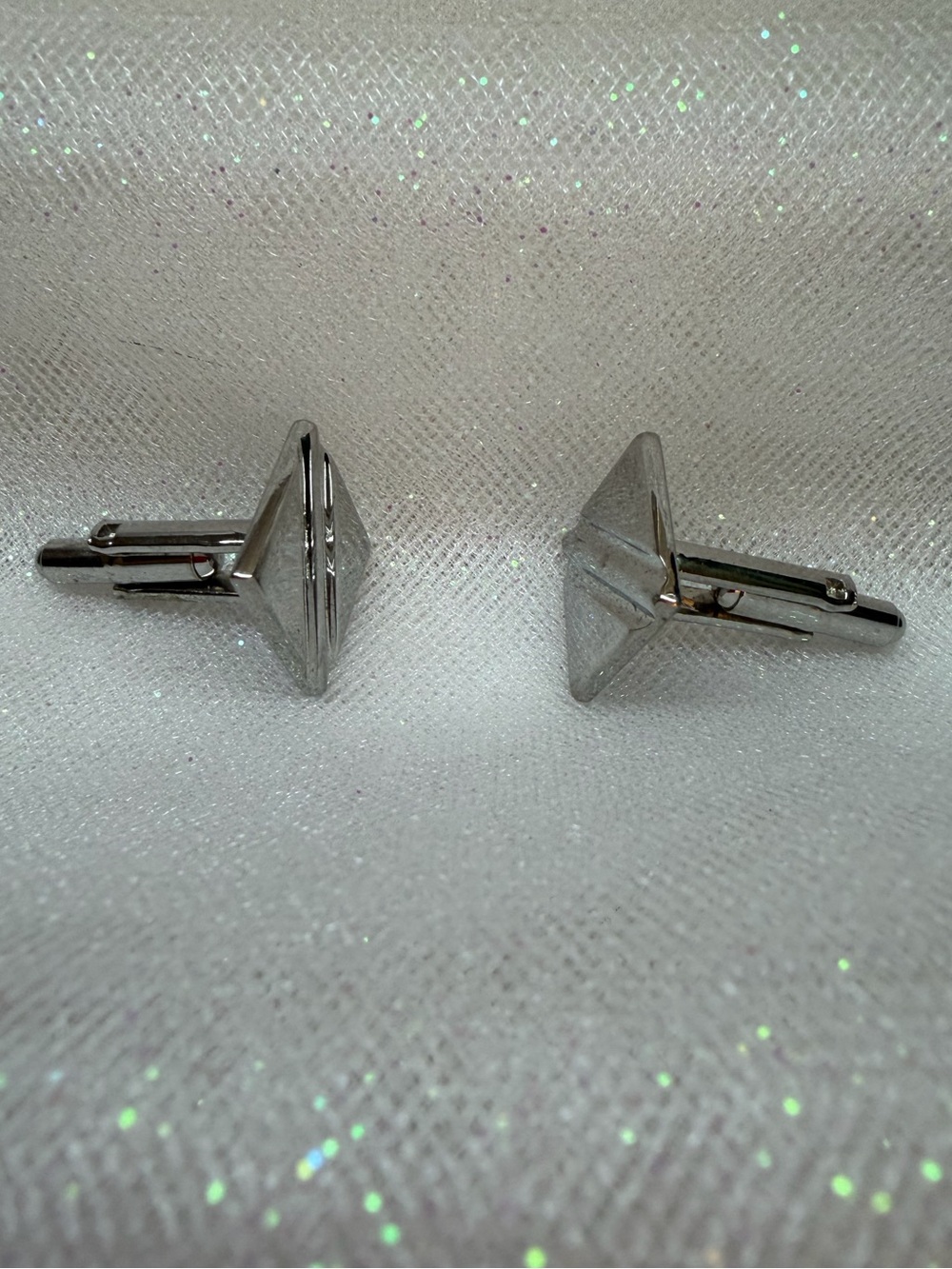 Classic Silver Pyramid Cufflinks - Men's Accessories